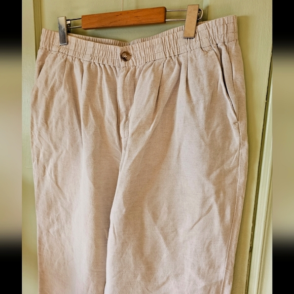 Madewell linen blend off-white wide leg straight pull on high rise casual pants - Picture 3 of 10
